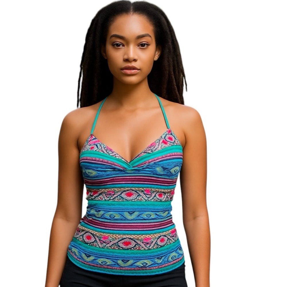 Shade & Shore UW Padded Push Up Halter Keyhole Back Tankini Swim Top